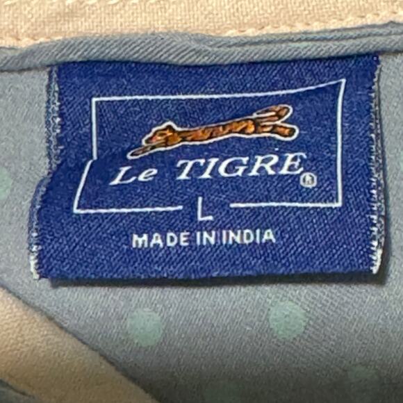 Vintage Le Tigre Size Large Blue and Green Polka Dot Button Up Blouse - Picture 7 of 8